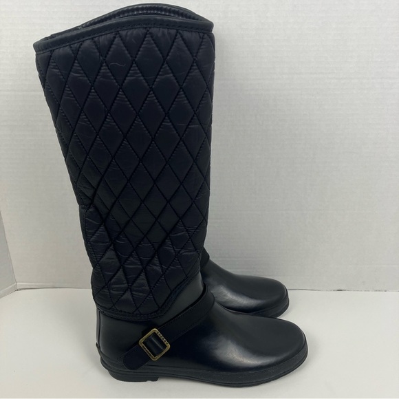 Sperry Top-Sider Hingham Black Tall Quilted Rubber Waterproof Rain Boots Sz 6 - Picture 2 of 16